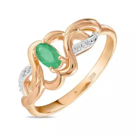 Золотое кольцо c бриллиантами и изумрудом