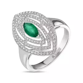 Золотое кольцо c бриллиантами и изумрудом