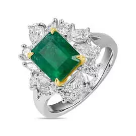 Золотое Кольцо c бриллиантами и изумрудом