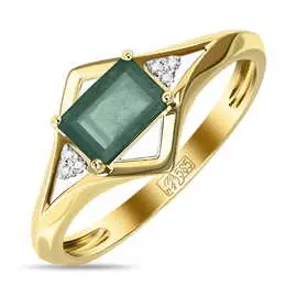 Золотое кольцо c бриллиантами и изумрудом