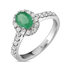 Золотое кольцо c бриллиантами и изумрудом