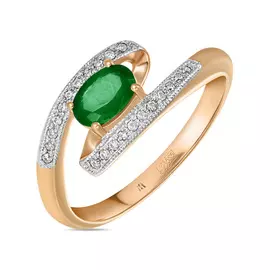 Золотое Кольцо c бриллиантами и изумрудом
