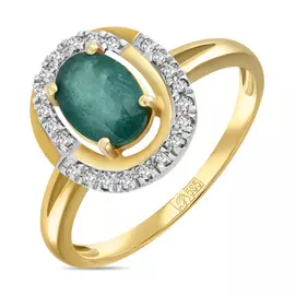 Золотое Кольцо c бриллиантами и изумрудом