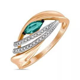 Золотое Кольцо c бриллиантами и изумрудом