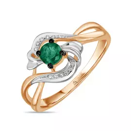 Золотое кольцо c бриллиантами и изумрудом