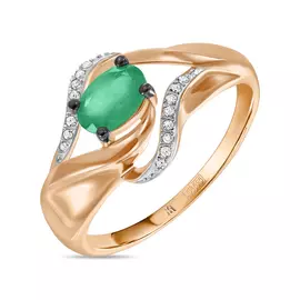 Золотое кольцо c бриллиантами и изумрудом