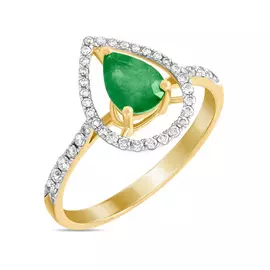 Золотое Кольцо c бриллиантами и изумрудом