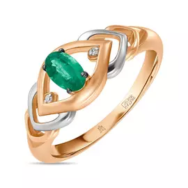 Золотое кольцо c бриллиантами и изумрудом