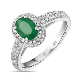 Золотое кольцо c бриллиантами и изумрудом