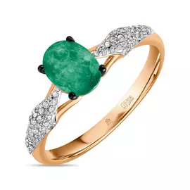 Золотое Кольцо c бриллиантами и изумрудом