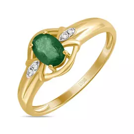 Золотое кольцо c бриллиантами и изумрудом