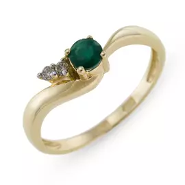 Золотое кольцо c бриллиантами и изумрудом