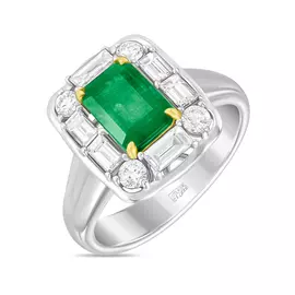 Золотое Кольцо c бриллиантами и изумрудом