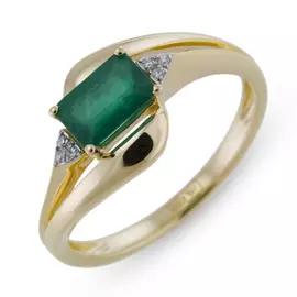 Золотое Кольцо c бриллиантами и изумрудом
