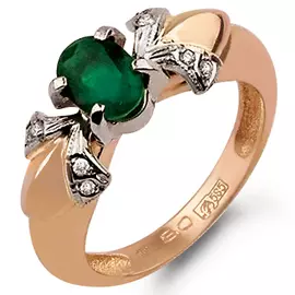 Золотое Кольцо c бриллиантами и изумрудом
