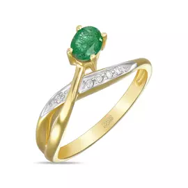 Золотое Кольцо c бриллиантами и изумрудом