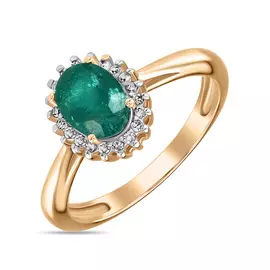 Золотое Кольцо c бриллиантами и изумрудом