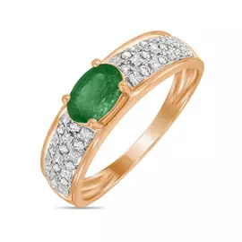 Золотое Кольцо c бриллиантами и изумрудом