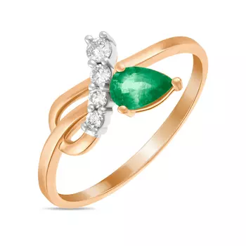 Золотое Кольцо c бриллиантами и изумрудом