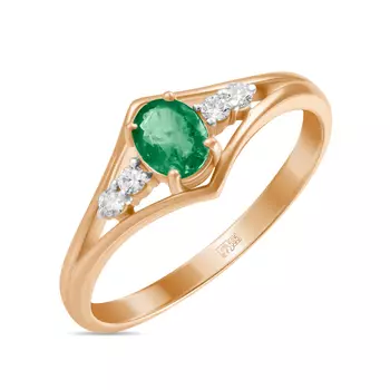 Золотое Кольцо c бриллиантами и изумрудом