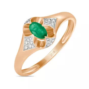 Золотое Кольцо c бриллиантами и изумрудом