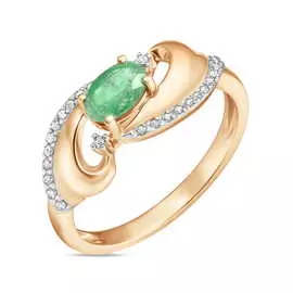 Золотое кольцо c бриллиантами и изумрудом