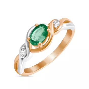 Золотое Кольцо c бриллиантами и изумрудом