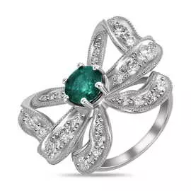 Золотое кольцо c бриллиантами и изумрудом