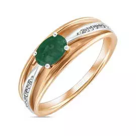 Золотое кольцо c бриллиантами и изумрудом