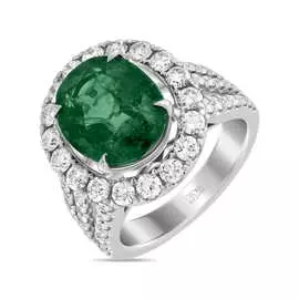 Золотое кольцо c бриллиантами и изумрудом