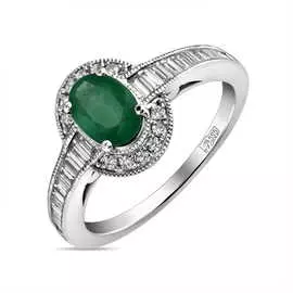 Золотое кольцо c бриллиантами и изумрудом