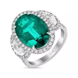 Золотое Кольцо c бриллиантами и изумрудом