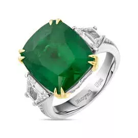 Золотое кольцо c бриллиантами и изумрудом