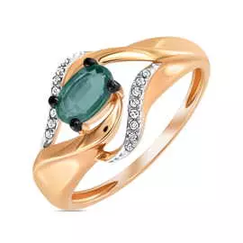 Золотое кольцо c бриллиантами и изумрудом