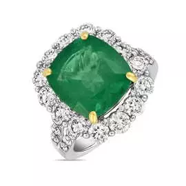 Золотое Кольцо c бриллиантами и изумрудом