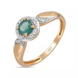 Золотое Кольцо c бриллиантами и изумрудом