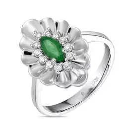 Золотое кольцо c бриллиантами и изумрудом