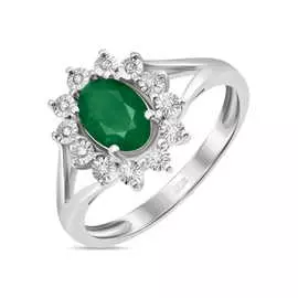 Золотое кольцо c бриллиантами и изумрудом