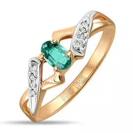 Золотое Кольцо c бриллиантами и изумрудом