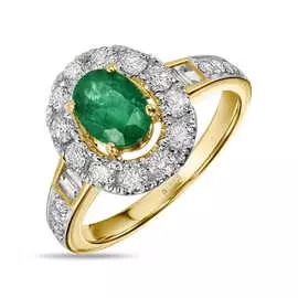 Золотое кольцо c бриллиантами и изумрудом