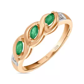 Золотое кольцо c бриллиантами и изумрудом