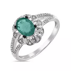 Золотое кольцо c бриллиантами и изумрудом