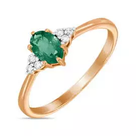 Золотое Кольцо c бриллиантами и изумрудом