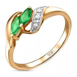 Золотое Кольцо c бриллиантами и изумрудами