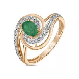 Золотое Кольцо c бриллиантами и изумрудом