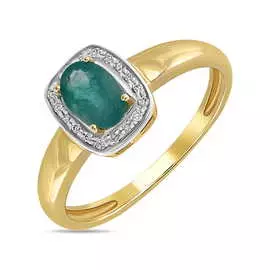 Золотое кольцо c бриллиантами и изумрудом