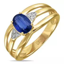 Золотое Кольцо c бриллиантами и кианитом
