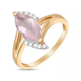 Золотое Кольцо c бриллиантами и кварцем