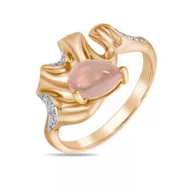 Золотое Кольцо c бриллиантами и кварцем