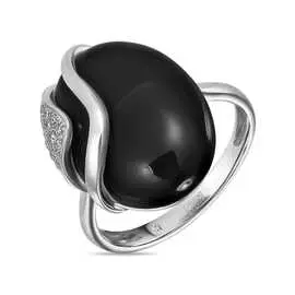 Золотое кольцо c бриллиантами и ониксом